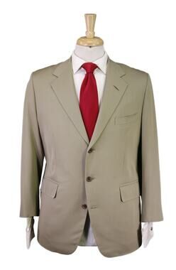Edgar Pomeroy Bespoke Light Olive Wool Handmade Suit 38S
